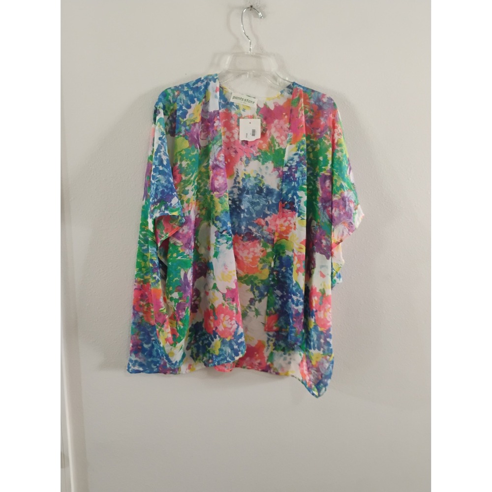 Pants Store Floral Kimono Wrap Open Front Cardigan Multi Color OS NWT NKT517001